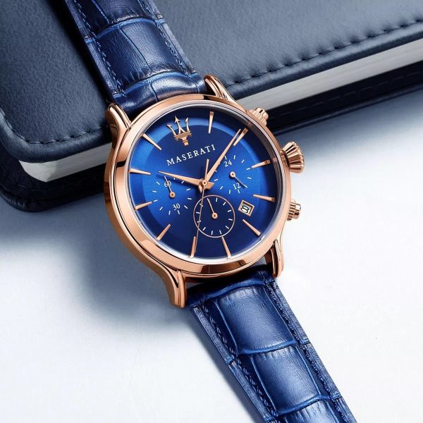 Montre homme Maserati Epoca réf. R8871618013, chronographe quartz, boîtier 42 mm, acier inoxydable, cuir, verre minéral – quatrième vue