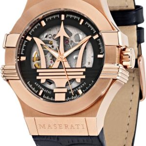 Montre homme Maserati Potenza réf. R8821108039, mouvement automatique, boîtier 40 mm, acier inoxydable, cuir – vue principale, Horlova Maroc