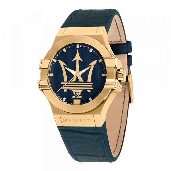 Montre homme Maserati Potenza réf. R8851108035, mouvement quartz, boîtier 42 mm, acier inoxydable, cuir – vue principale, Horlova Maroc