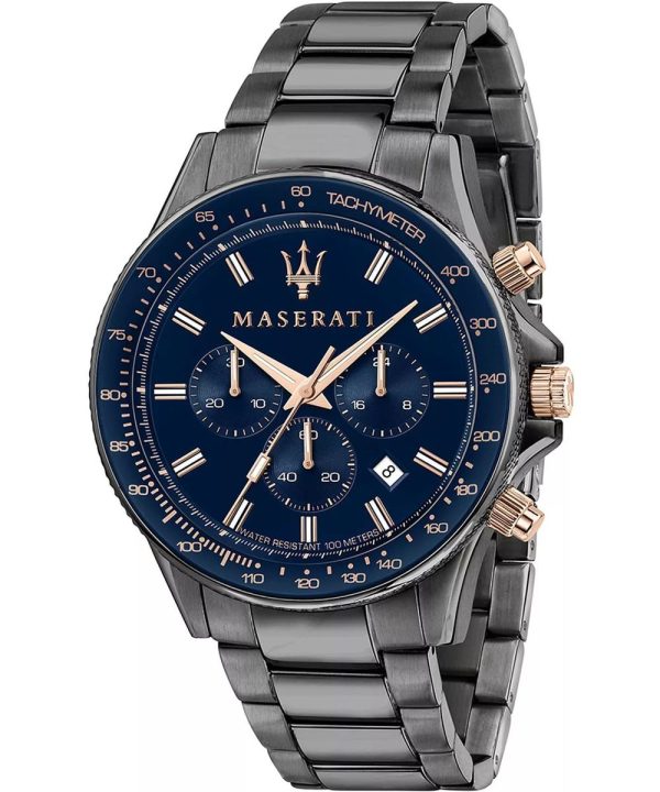 Montre homme Maserati Sfida réf. R8873640001, chronographe quartz, boîtier 44 mm, acier inoxydable – vue principale, Horlova Maroc