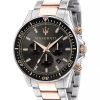 Montre homme Maserati Sfida réf. R8873640002, chronographe quartz, boîtier 44 mm, acier inoxydable – vue principale, Horlova Maroc