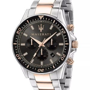 Montre homme Maserati Sfida réf. R8873640002, chronographe quartz, boîtier 44 mm, acier inoxydable – vue principale, Horlova Maroc