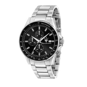 Montre homme Maserati Sfida réf. R8873640015, chronographe quartz, boîtier 44 mm, acier inoxydable – vue principale, Horlova Maroc