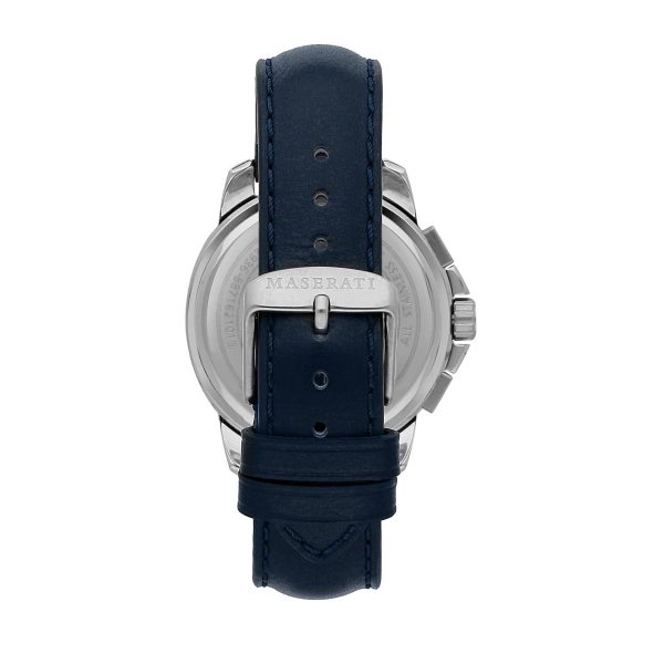 Montre homme Maserati Successo réf. R8871621015, chronographe quartz, boîtier 44 mm, cuir, verre minéral, étanche 50 m – troisième vue