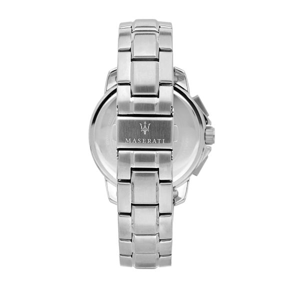 Montre homme Maserati Successo 45 mm réf. R8873645004, cadran bleu, bracelet acier – vue de trois-quarts