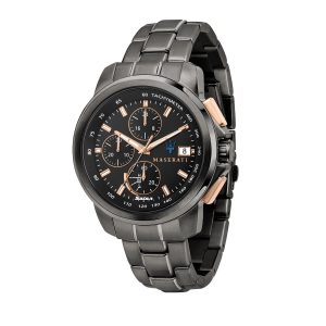 Montre homme Maserati Successo Solar réf. R8873645001, mouvement solaire, boîtier 44 mm – vue principale, Horlova Maroc
