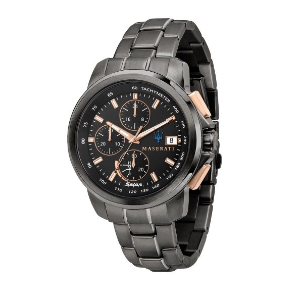 Montre homme Maserati Successo Solar réf. R8873645001, mouvement solaire, boîtier 44 mm – vue principale, Horlova Maroc