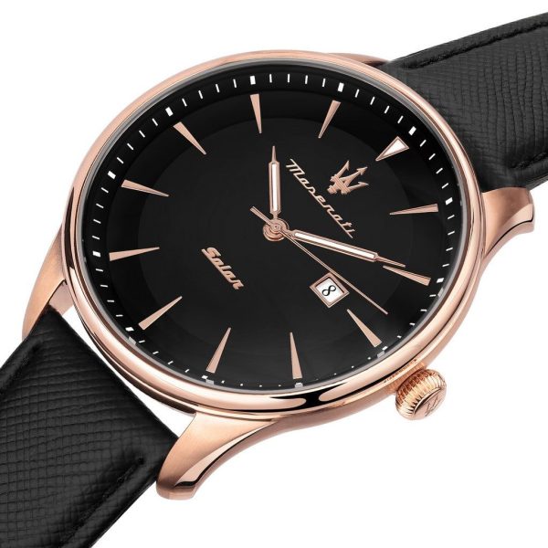 Montre homme Maserati Tradizione réf. R8851146001, mouvement quartz, boîtier 45 mm, acier inoxydable, cuir, verre minéral – quatrième vue