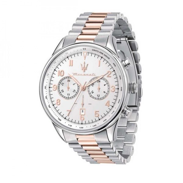 Montre homme Maserati Tradizione réf. R8873646002, chronographe quartz, boîtier 45 mm, acier inoxydable – vue principale, Horlova Maroc