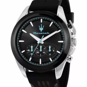 Montre homme Maserati Traguardo réf. R8871612047, chronographe quartz, boîtier 43 mm, acier inoxydable – vue principale, Horlova Maroc