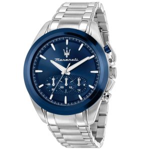 Montre homme Maserati Traguardo réf. R8873612067, chronographe quartz, boîtier 43 mm, acier inoxydable – vue principale, Horlova Maroc