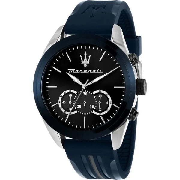 Montre homme Maserati Traguardo réf. R8871612046, chronographe quartz, boîtier 45 mm, caoutchouc – vue principale, Horlova Maroc
