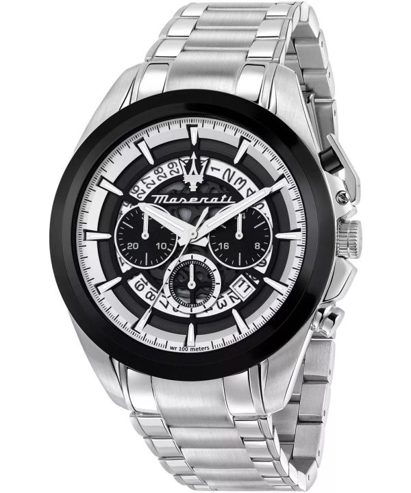 Montre homme Maserati Traguardo réf. R8873612059, chronographe quartz, boîtier 45 mm, acier inoxydable – vue principale, Horlova Maroc