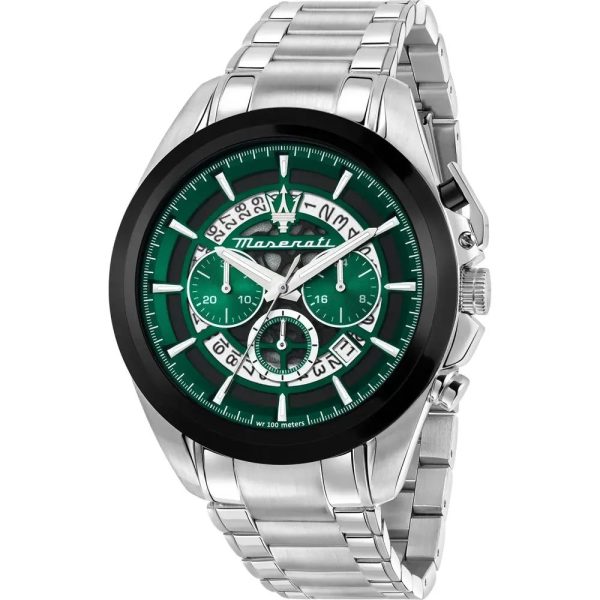 Montre homme Maserati Traguardo réf. R8873612060, chronographe quartz, boîtier 45 mm, acier inoxydable – vue principale, Horlova Maroc