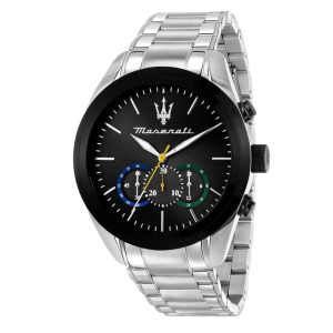 Montre homme Maserati Traguardo réf. R8873612061, chronographe quartz, boîtier 45 mm, acier inoxydable – vue principale, Horlova Maroc