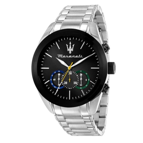 Montre homme Maserati Traguardo réf. R8873612061, chronographe quartz, boîtier 45 mm, acier inoxydable – vue principale, Horlova Maroc