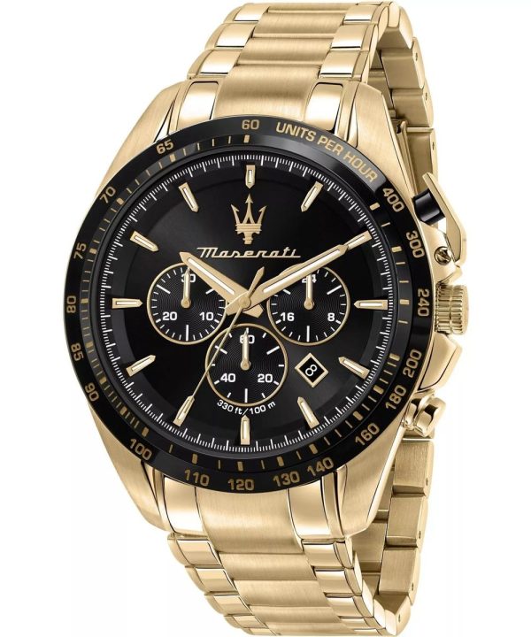 Montre homme Maserati Traguardo Chrono réf. R8873612041, chronographe quartz, boîtier 45 mm, verre minéral – vue principale, Horlova Maroc