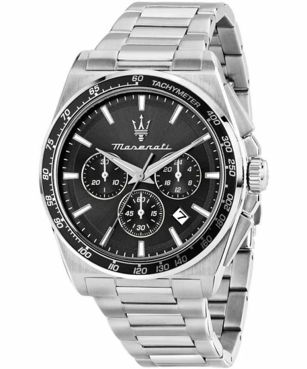 Montre homme Maserati Velocitá réf. R8873652012, chronographe quartz, boîtier 43 mm, acier inoxydable – vue principale, Horlova Maroc