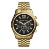 Montre homme Michael Kors Lexington 44 mm réf. MK8286, cadran noir, bracelet acier – vue de face | Horlova Maroc