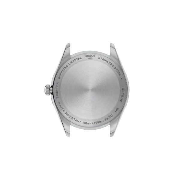 Montre homme Tissot Ballade 40 mm réf. T156.410.11.091.00, cadran vert, bracelet acier – vue du fond de boîte