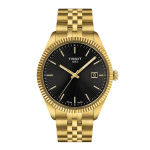 Montre homme Tissot Ballade 40 mm réf. T156.410.33.051.00, cadran noir, bracelet acier, mouvement quartz – vue de face | Horlova Maroc