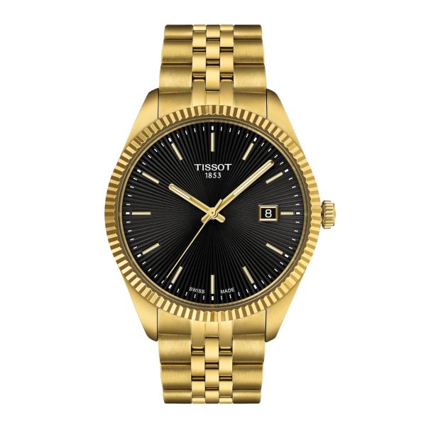 Montre homme Tissot Ballade 40 mm réf. T156.410.33.051.00, cadran noir, bracelet acier, mouvement quartz – vue de face | Horlova Maroc