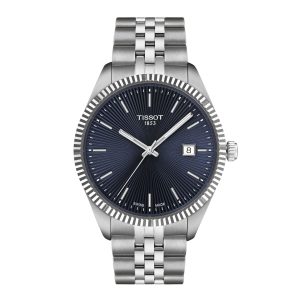 Montre homme Tissot Ballade 40 mm réf. T1564101104100, cadran bleu, bracelet acier, mouvement quartz – vue de face | Horlova Maroc