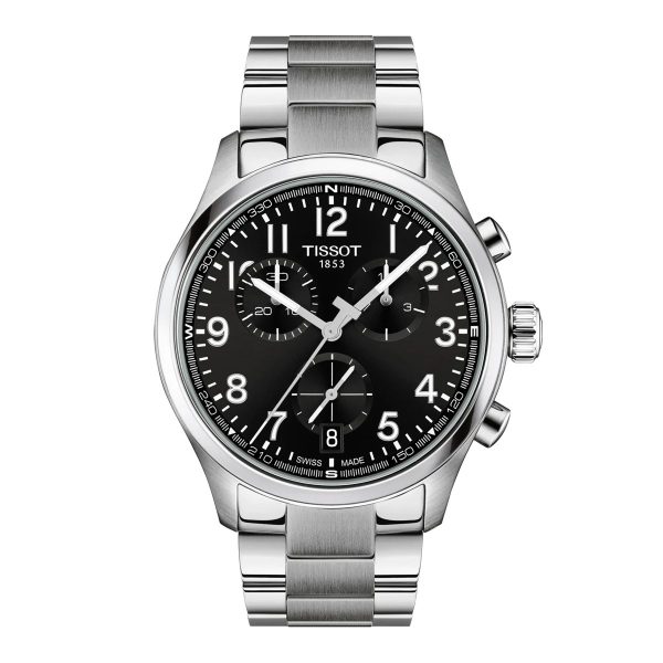 Montre homme Tissot Chrono réf. T116.417.11.052.00, chronographe quartz, boîtier 42 mm, acier inoxydable – vue principale, Horlova Maroc