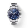 Montre homme Tissot Chrono XL Classic 45 mm réf. T116.617.11.047.01, cadran bleu, bracelet acier – vue de face | Horlova Maroc