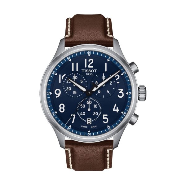 Montre homme Tissot Chrono XL Vintage réf. T1166171604200, chronographe quartz, boîtier 45 mm, cuir – vue principale, Horlova Maroc