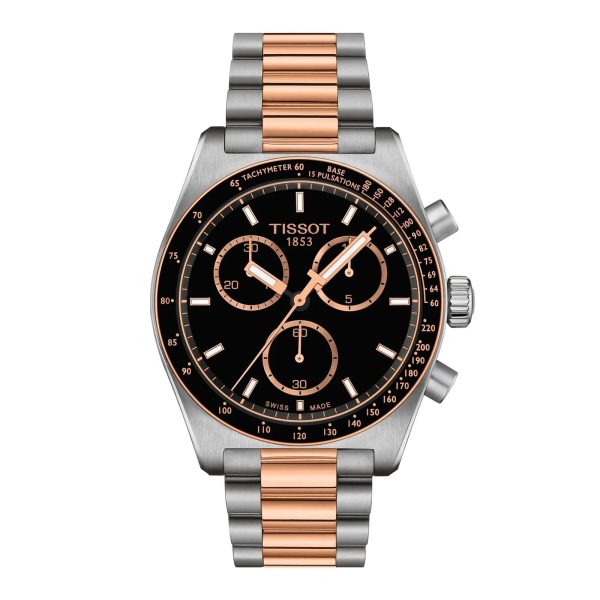 Montre homme Tissot Chronograph 40 mm réf. T149.417.22.051.01, cadran noir, bracelet acier – vue de face | Horlova Maroc