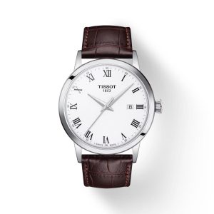Montre homme Tissot Classic Dream 42 mm réf. T129.410.16.013.00, bracelet cuir, mouvement quartz – vue de face | Horlova Maroc