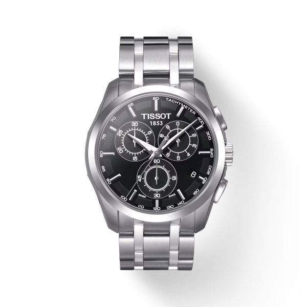 Montre homme Tissot Couturier 41 mm réf. T035.617.11.051.00, bracelet acier, mouvement quartz chronographe – vue de face | Horlova Maroc