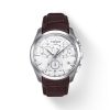 Montre homme Tissot Couturier 41 mm réf. T035.617.16.031.00, cadran argenté, bracelet cuir – vue de face | Horlova Maroc