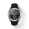 Montre homme Tissot Couturier 41 mm réf. T035.617.16.051.00, cadran noir, bracelet cuir – vue de face | Horlova Maroc