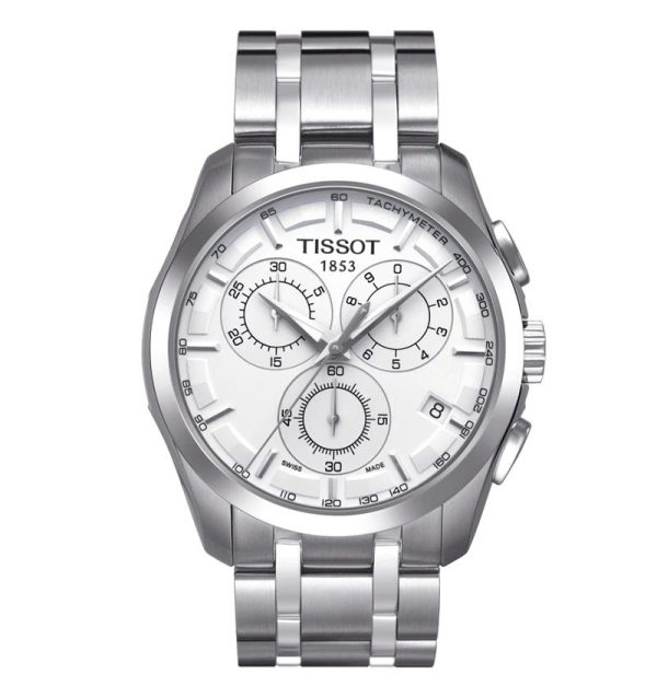 Montre homme Tissot Couturier 41 mm réf. T0356171103100, bracelet acier, montre-bracelet Tissot originale – autre angle