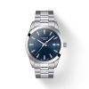 Montre homme Tissot Gentleman 40 mm réf. T127.410.11.041.00, cadran bleu, mouvement quartz – vue de face | Horlova Maroc