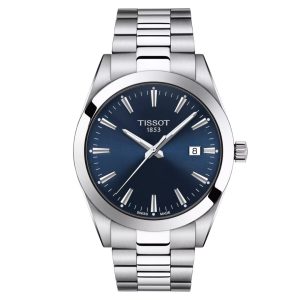 Montre homme Tissot Gentleman 40 mm réf. T127.410.11.041.00, cadran bleu – vue de trois-quarts
