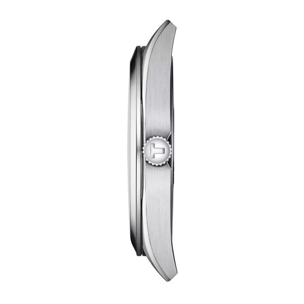 Montre homme Tissot Gentleman 40 mm réf. T127.410.16.041.00, cadran bleu, bracelet cuir – vue de profil