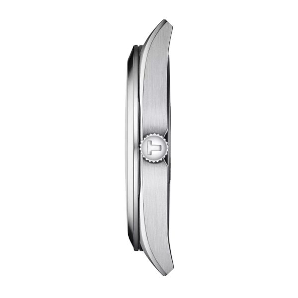 Montre homme Tissot Gentleman 40 mm réf. T127.410.16.041.01, cadran bleu, bracelet cuir – vue de profil
