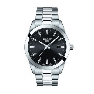 Montre homme Tissot Gentleman 40 mm réf. T1274101105100, cadran noir – vue de trois-quarts