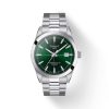 Montre homme Tissot Gentleman Automatique Vert 40 mm réf. T127.407.11.091.01, cadran vert, bracelet acier – vue de face | Horlova Maroc