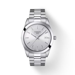 Montre homme Tissot Gentleman Bracelet Acier Inoxydable réf. T1274101103100, bracelet acier – vue de face | Horlova Maroc