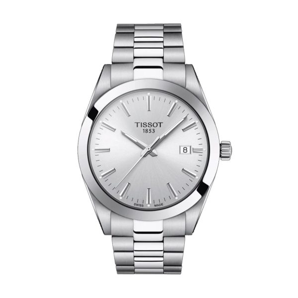 Montre homme Tissot Gentleman Bracelet Acier Inoxydable réf. T1274101103100, bracelet acier – vue de trois-quarts