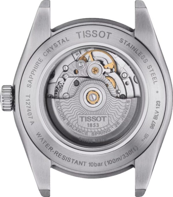 Montre homme Tissot Gentleman Powermatic Silicium réf. T1274071105100, mouvement automatique, acier inoxydable – troisième vue