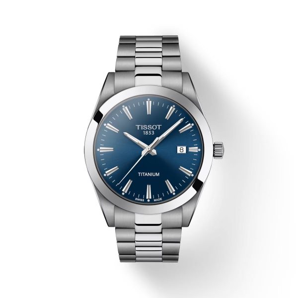 Montre homme Tissot Gentleman Titanium réf. T1274104404100, mouvement quartz, boîtier 40 mm, titane – vue principale, Horlova Maroc