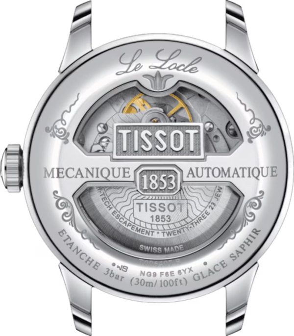 Montre homme Tissot Locle Powermatic réf. T0064071104300, mouvement automatique, boîtier 39,3 mm, acier inoxydable – troisième vue