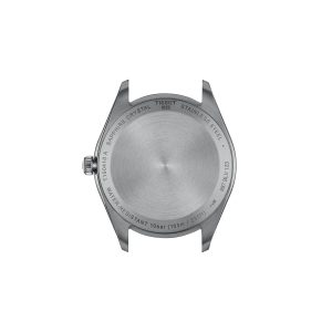Montre homme Tissot PR 100 40 mm réf. T150.410.11.041.00, cadran bleu, bracelet acier – vue du fond de boîte