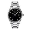 Montre homme Tissot PR 100 40 mm réf. T150.410.11.051.00, cadran noir, bracelet acier, mouvement quartz – vue de face | Horlova Maroc