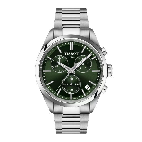 Montre homme Tissot PR 100 réf. T150.417.11.091.00, chronographe quartz, boîtier 40 mm, acier inoxydable – vue principale, Horlova Maroc